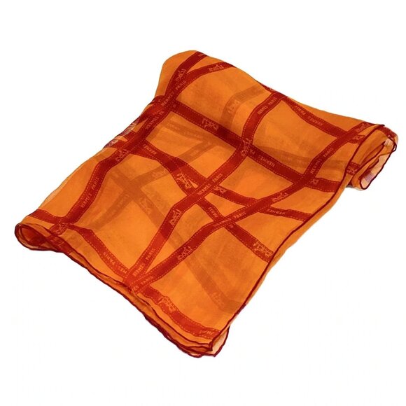 HERMES - Orange Red Scarf 313-081225 - Picture 1 of 6